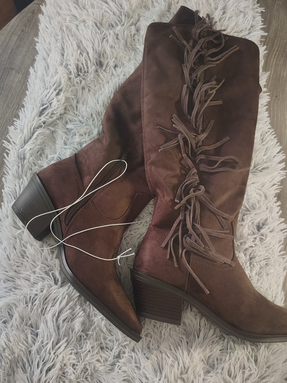 Women's Patsy Tall Fringe Western Boots  - Universal Threads Chocolate 8 NWT